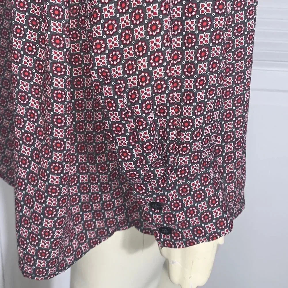 Vintage 90’s Chiffon Burgundy Wine Floral Retro Print Button Down Long Sleeve To